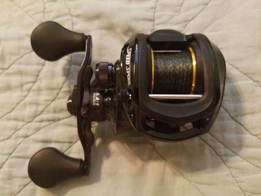 Fishing baitcaster reel, Lews speed spool MCS laser