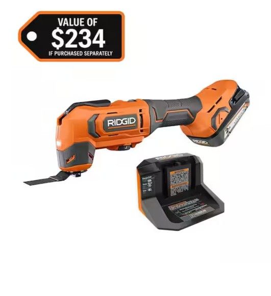 RIDGID
18V Cordless Oscillating Multi-Tool with 2.0 Ah Battery and Charger
