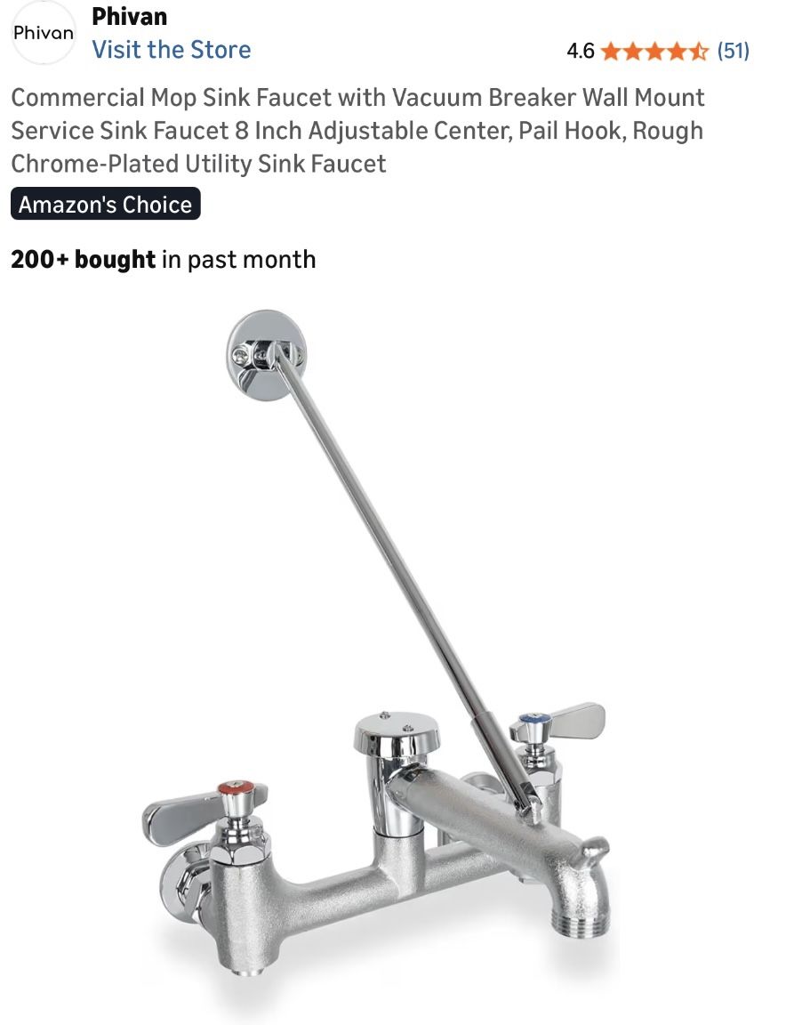 Phivan Commercial Mop Sink Faucet with Vacuum Breaker Wall Mount Service Sink