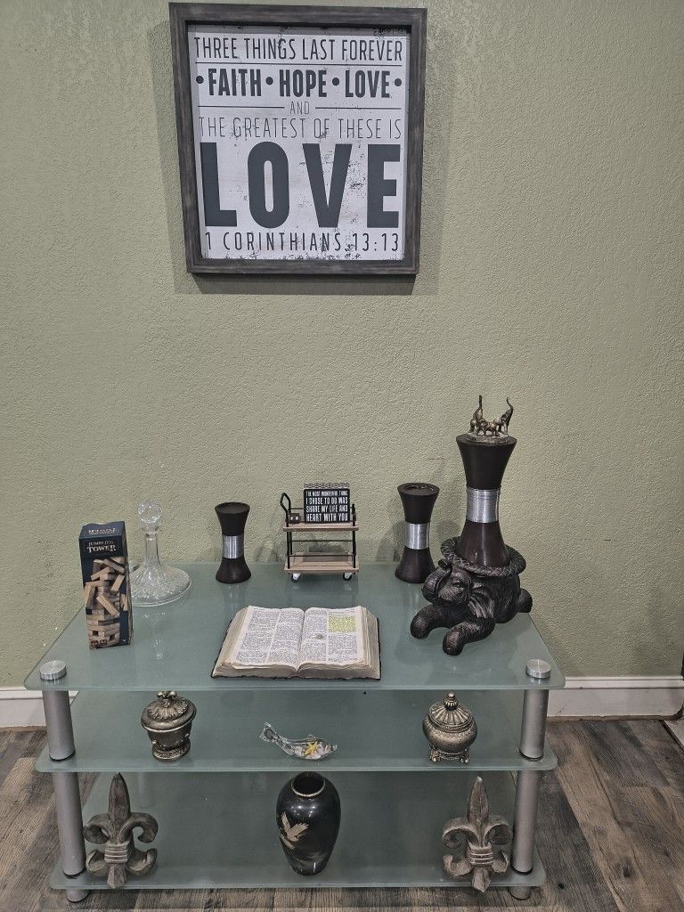Frosted Glass 3 Tier Shelves & TV Stand