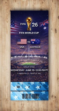 🔥 FIFA World Cup 2026 USA vs Australia Tickets – 2 Seats Together – June 129