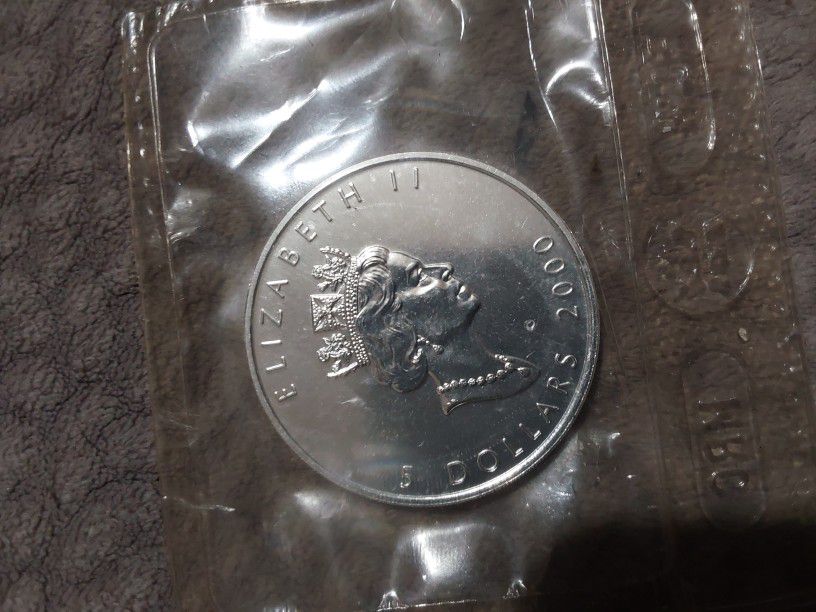 2000 Canada Maple Leaf Fireworks Privy $5 Silver 1oz Coin Sealed

