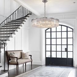 Modern Crystal Chandelier With 12-Light Pendant Ceiling Fixture For Dining Room, Living Room, And More