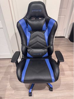 Emerge Reclining Gaming Chair w/ Lumbar & Headrest Pillows – Black/Blue