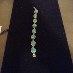 Sterling Silver Bracelet with Turquoise Stone By Syliva Chee