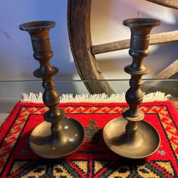 CANDELABROS ANTIGUOS DE BRONCE DE 10 PLGS