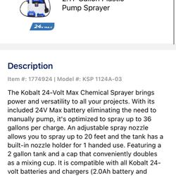 Kobalt Power Sprayer With Battery and Charger