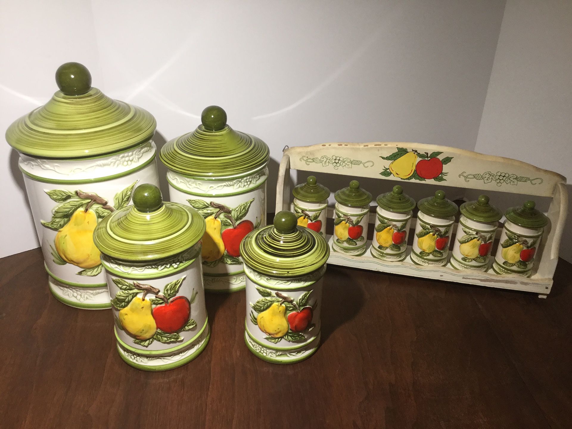 RETRO 1970’s CANISTER AND MATCHING SPICE SET plus 2 other offers pictured and in description