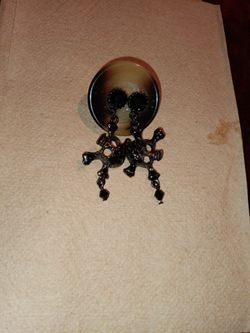 Black Rhinestone Dangle Skulls