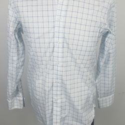 J. CREW Ludlow Mens Dress Shirt White Blue Checks Button Up Long Sleeve 15/33
