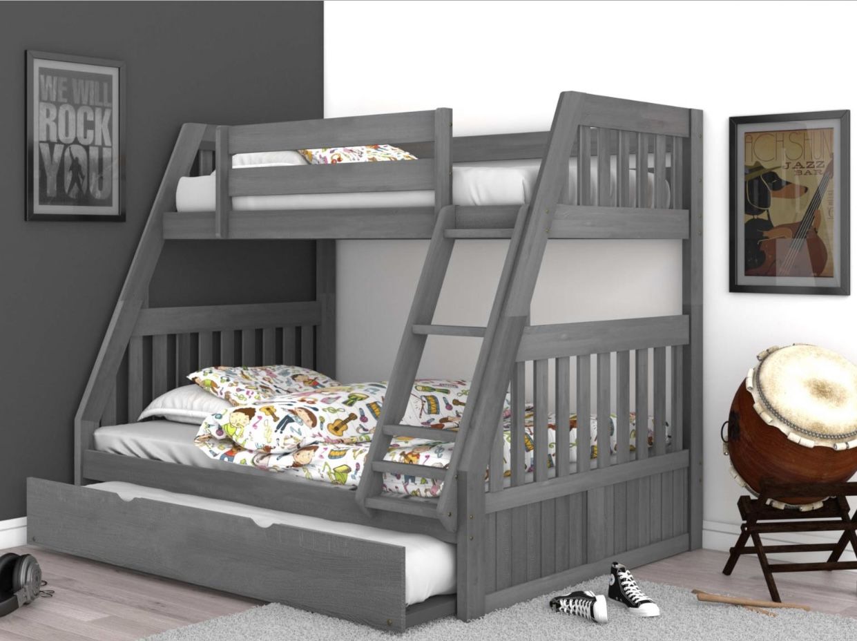 New Gray Bunk Bed Twin Over Full