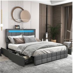 Twin Size Bed Frame with LED