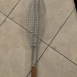 BBQ Fish Grilling Basket Clip Folder Tool Roast Food Meat Hinged Grill Rack