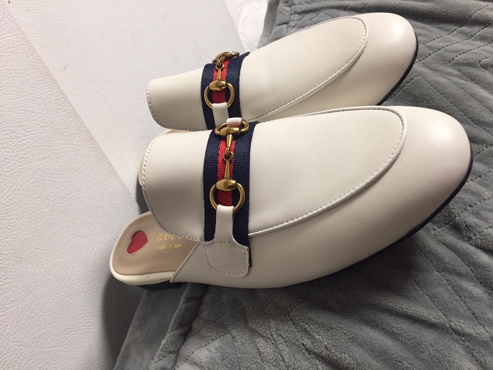 Women's Princetown Leather Slipper In White | GUCCI® US