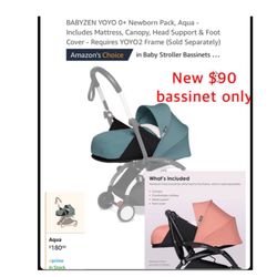 New BABYZEN YOYO 0+ Newborn Pack, Aqua - Includes Mattress, Canopy, Head Support & Foot Cover - Requires YOYO2 Frame (Sold Separately $90 pick up east