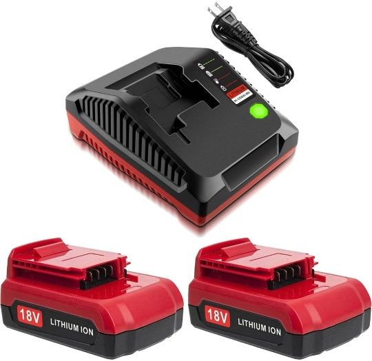 2 Packs 18V Lithium PC18BLX Battery and PCXMVC Charger 