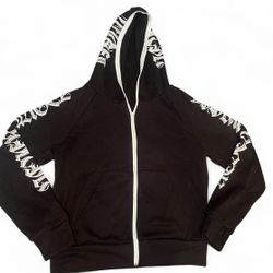 Black and white full zip up hoodie