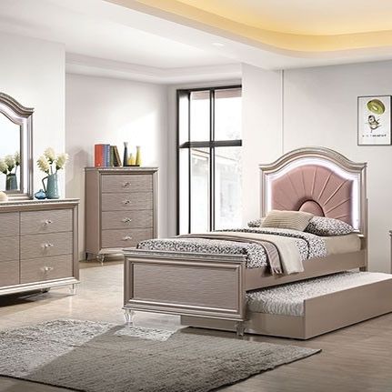 rose gold dresser with mirror Home Square Set of 2 Wood Dresser and Swivel Chest with Mirror in Rose Gold