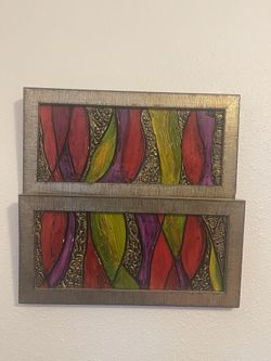 Beautiful Two Panel Original Abstract Painting Signed