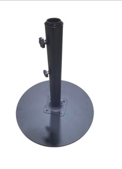 Patio Umbrella Stand, Matte Black Metal, round