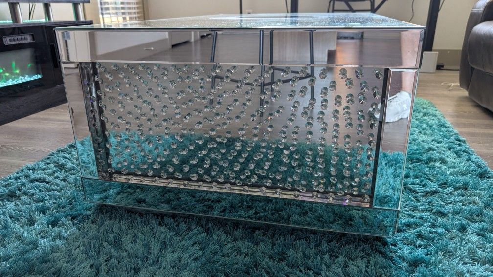 Mirrored And Crystal Coffee Table