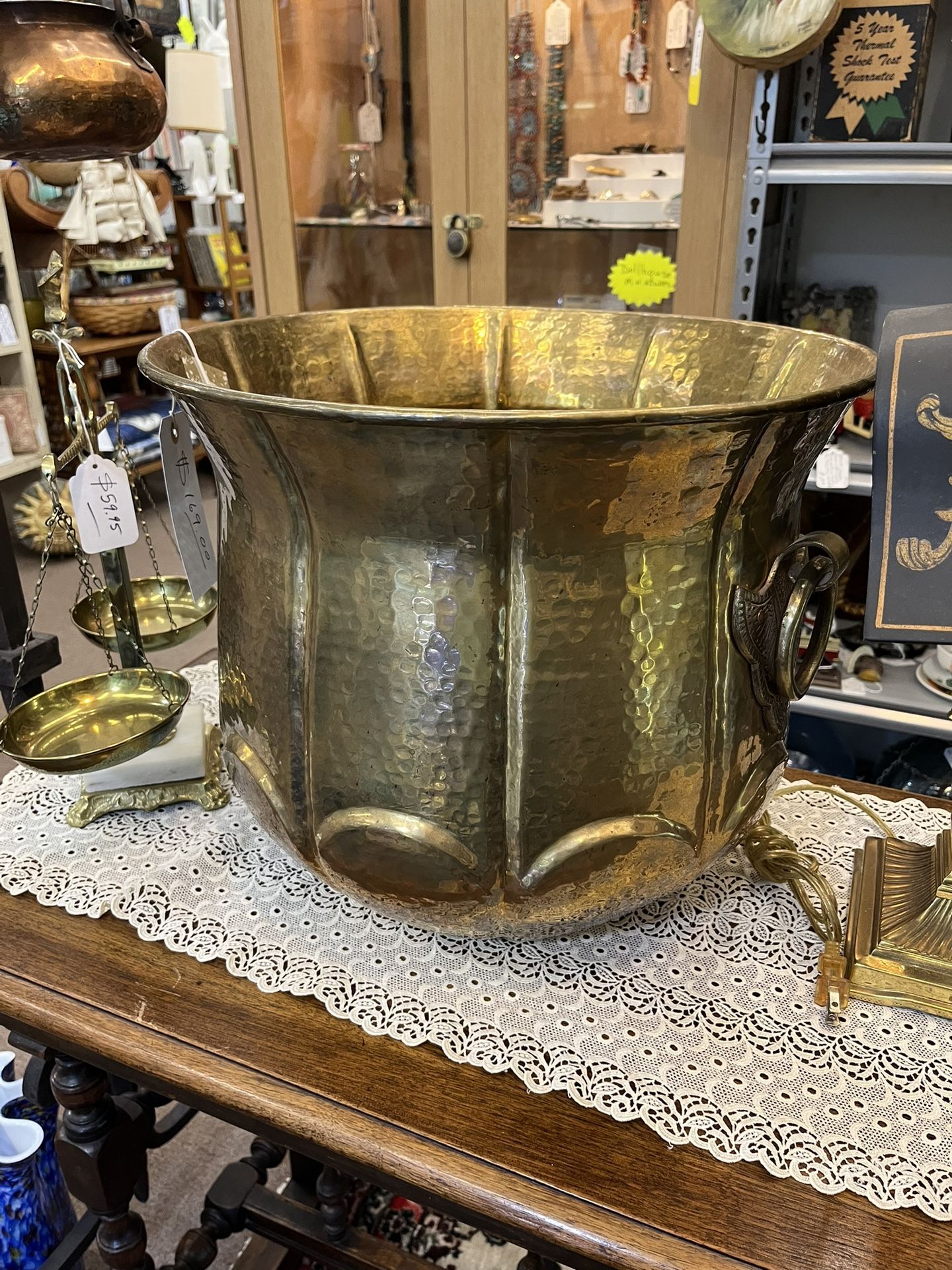 Large Solid Brass Pot Planter
