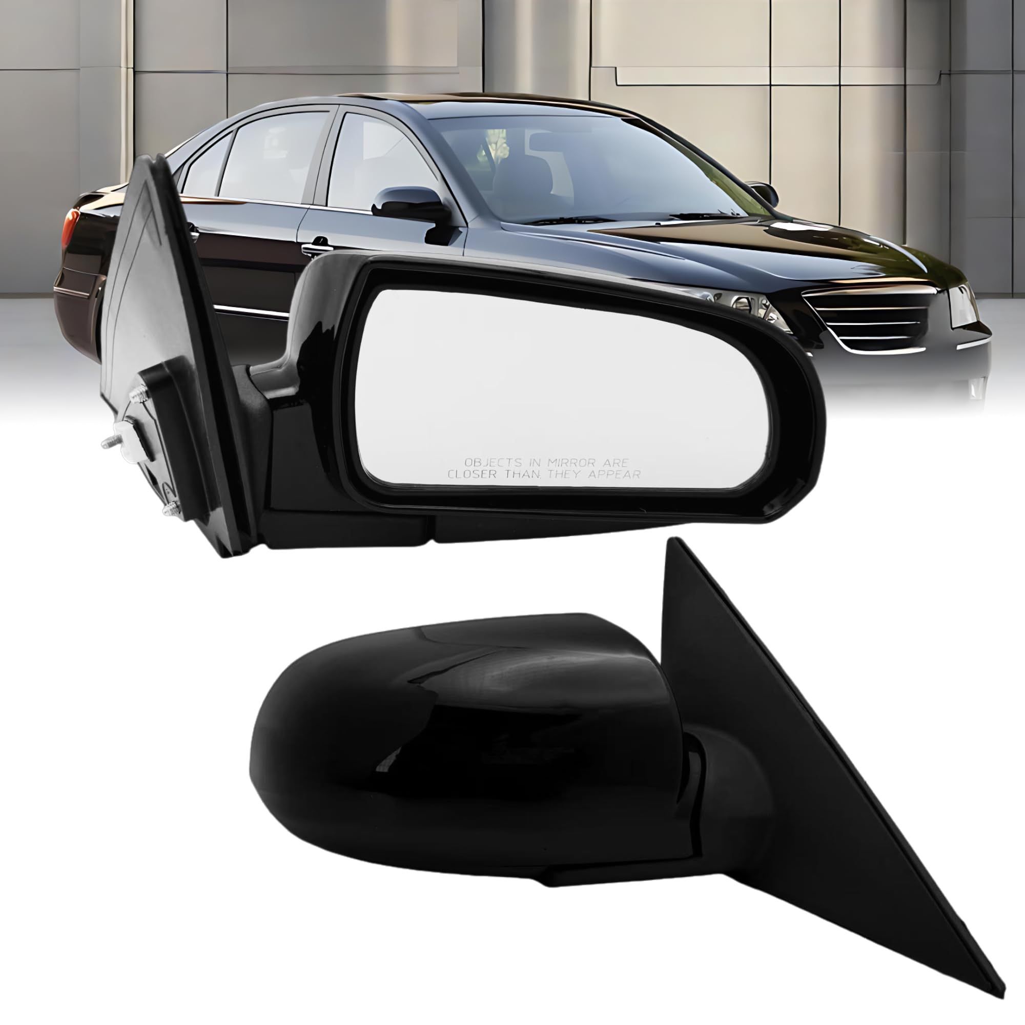 Passenger Side Mirror Compatible With 2006 2007 2008 2009 2010 Hyundai Sonata With Heated Power Glass Manual Folding 5 Pins Black Without Signal Light