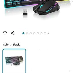 RedThunder K10 Wireless Gaming Keyboard and Mouse Combo, LED Backlit Rechargeable 3800mAh Battery, Mechanical Feel Anti-ghosting Keyboard + 7D 3200DPI