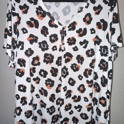 LuLaRoe Bailey Animal Print Y-Neck Top - Size 3X
