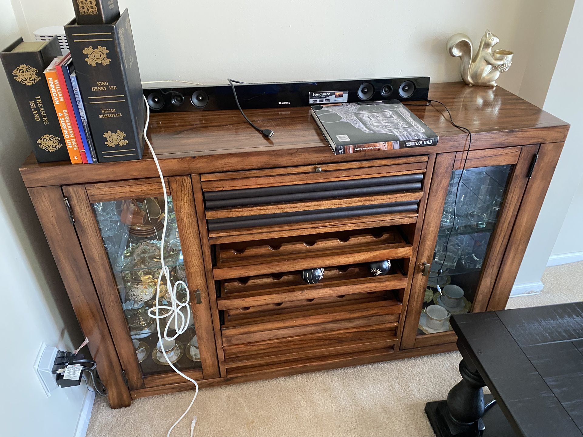 Bar/tv Stand Solid Wood With Lights