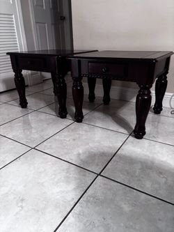 Pair Of Solid Wood End Tables- 24”x24”x20”H