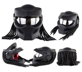 Matte Black Full Face Motorcycle Predator Helmet - XL