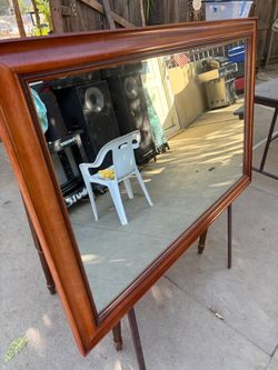 Large Wood Framed Wall Mirror