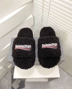 Balenciaga Furry Slide Sandals