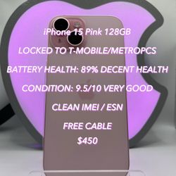 iPhone 15 Pink 128GB T-MOBILE/METRO LOCKED Used Authentic