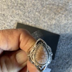 Sterling Silver  Watermark  & Tree Of Life  Pink Mother Of Pearl Size 11 Valued At  129$ Asking 70$  