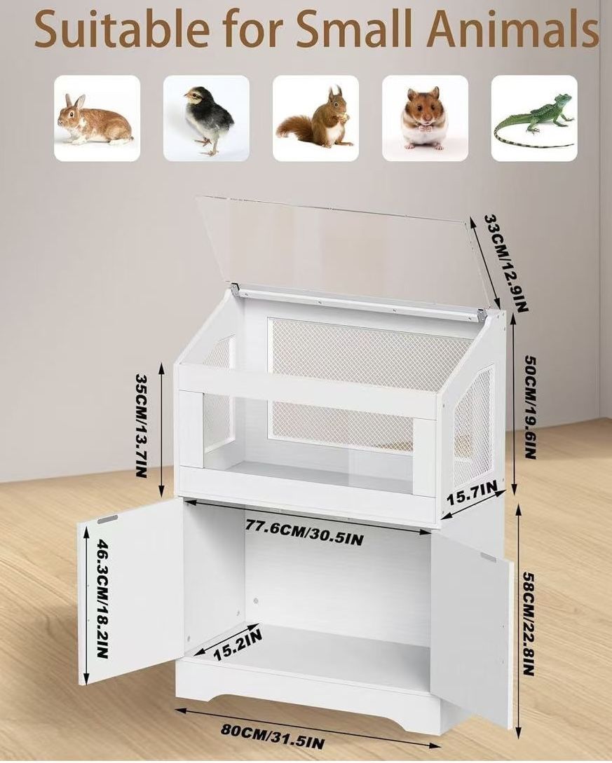 🥨Hamster Cage with Storage Cabinet Small Animal White