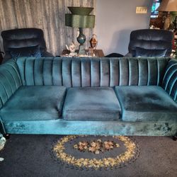 Turquoise Velvet Couch