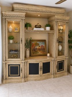 Ornate Traditional Entertainment Center Wall Unit