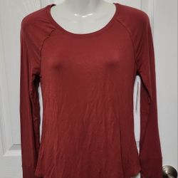 No Boundaries T-Shirt Juniors' Sz XS (1) Rusty Brick Long Sleeve Raglan Tee NoBo NEW 