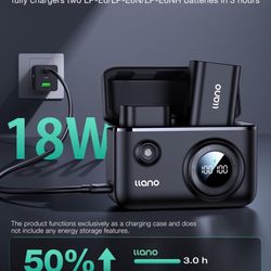 llano LP-E6NH LP-E6P Camera Battery 18W Fast Dual USB C Charger, Compatible with Canon EOS R5, R6 Mark II, 5D 6D 7D Mark II III IV, 60D, 70D, 80D, Sma