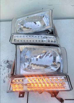 99-04 Ford F250 F350 F450 F550 Excursion LED Headlights Luces Micas Calaveras Faros Faroles Focos Headlamps