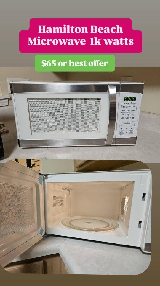 Hamilton Beach Microwave-white 1000watts