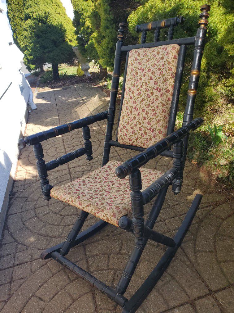 1850's Victorian Childs Rocking Chair Ebonized Wood. FREE DELIVERY!NICE GIFT IDEA!