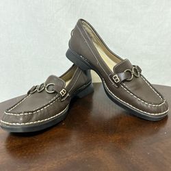 Dockers Brown Leather Loafers with Stitch Detail
