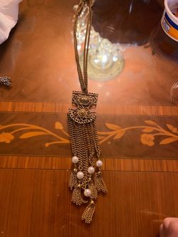 Vintage Victorian Style Faux Pearl Dangling Charm  With Chain