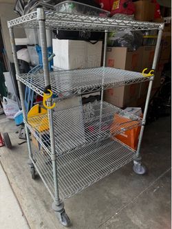 Stainless steel wire shelf on wheels heavy duty