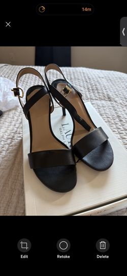 Lauren Ralph Lauren Black Leather Strappy Heels – Women’s Dress Sandals