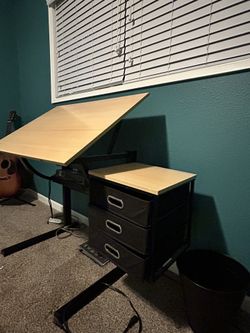 Adjustable Drafting Desk with Side Storage