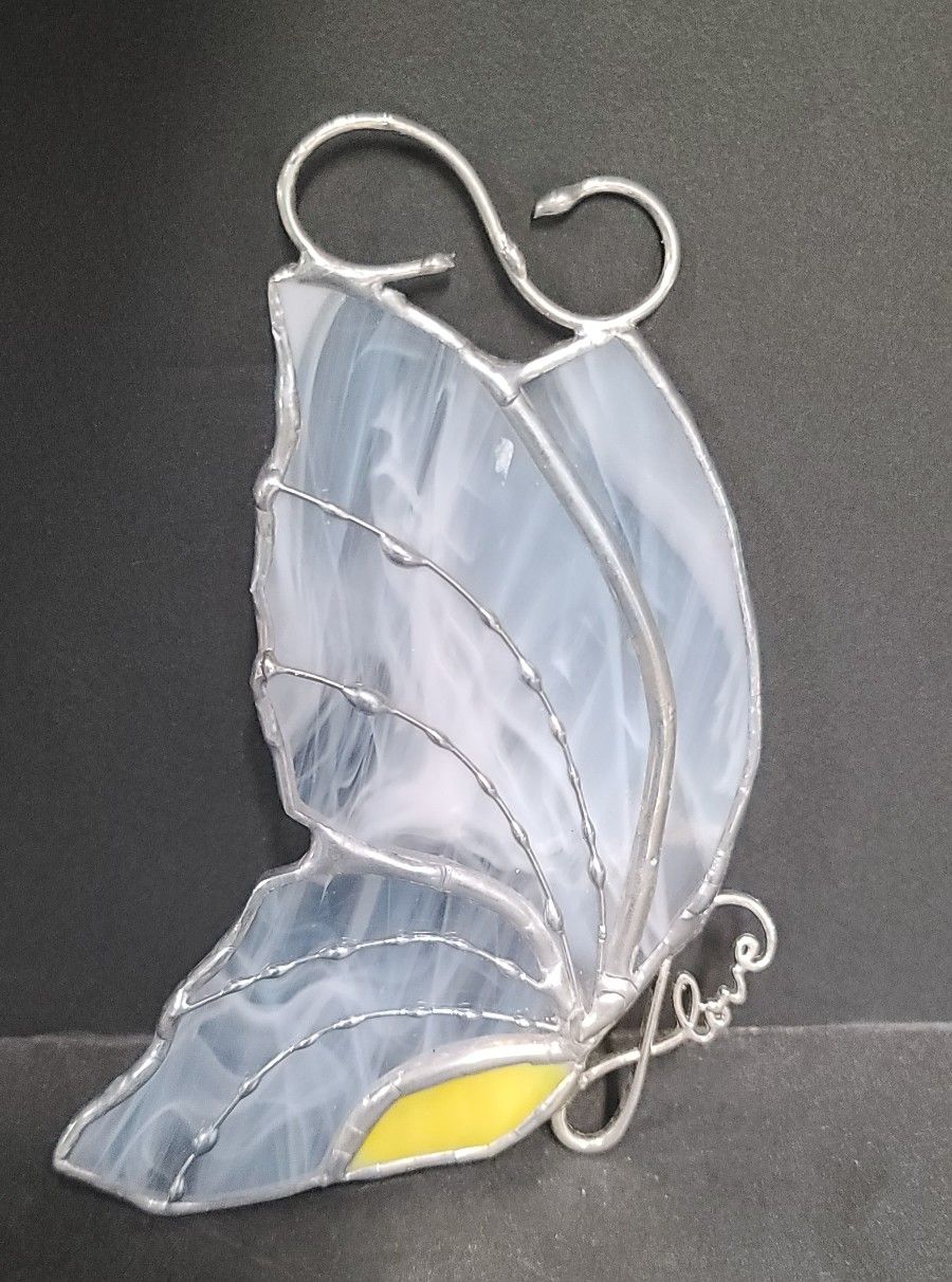 Beautiful Vintage Stained Glass Butterfly Suncatcher 